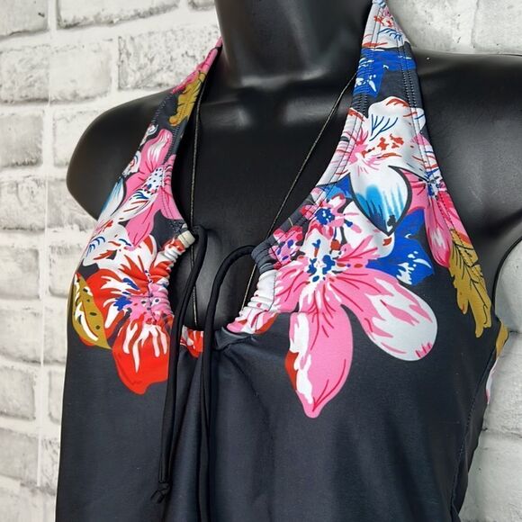 Floral Halter Top Tankini Beach Surf Size Medium - Picture 3 of 5